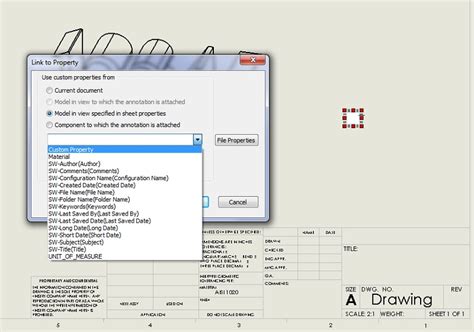 solidworks link to property